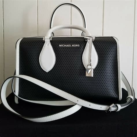 black and white michael kors bag|michael kors black shoulder purse.